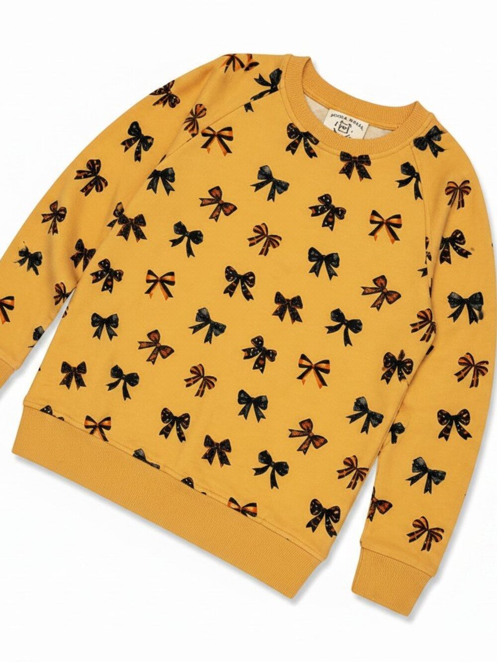 Minikin Mischief Clothing Co. Orange Bow Print Sweatshirt Kids Size 5/6